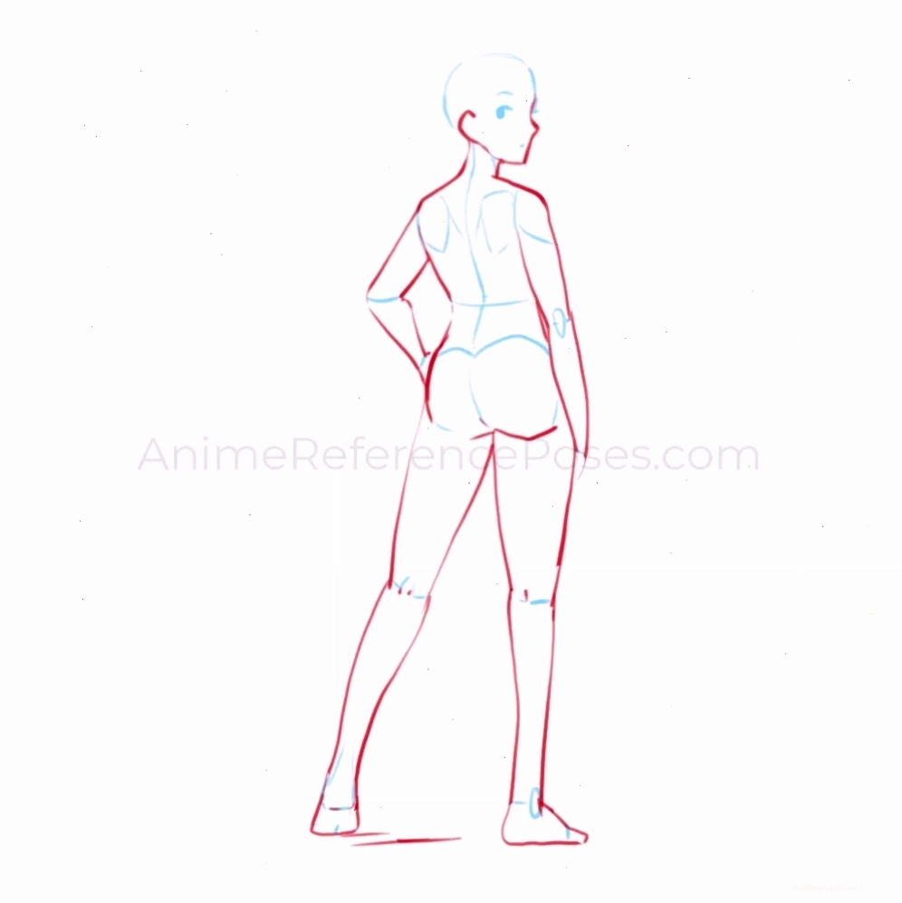 Tư thế vẽ dáng người anime nữ đứng quay lưng đầy bí ẩn