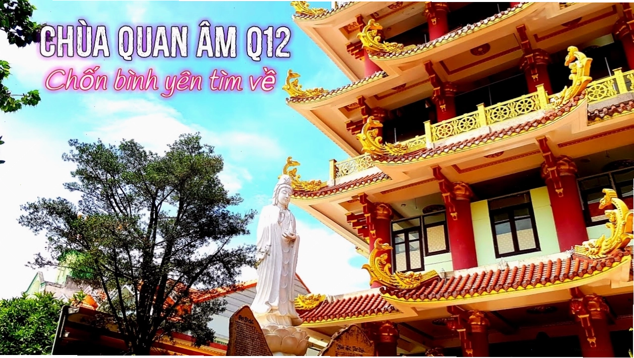 Tượng Phật Quan Âm uy nghiêm trong khuôn viên chùa Hiệp Tâm Quận 12