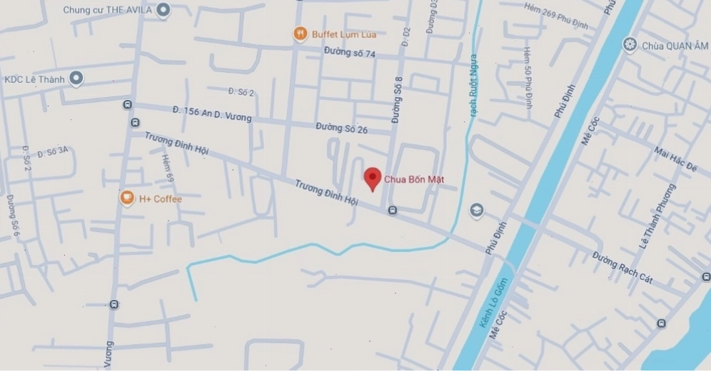 Vị trí của Chùa Bốn Mặt trên bản đồ
