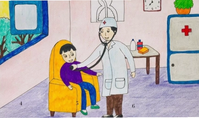 Tranh mẫu 5 vẽ ước mơ làm bác sĩ cứu người